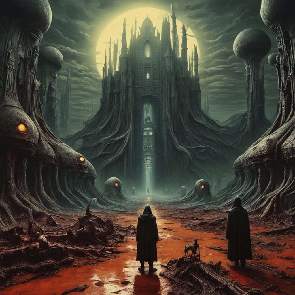 Eldritch Realm Journey in Surreal Cinematic Style