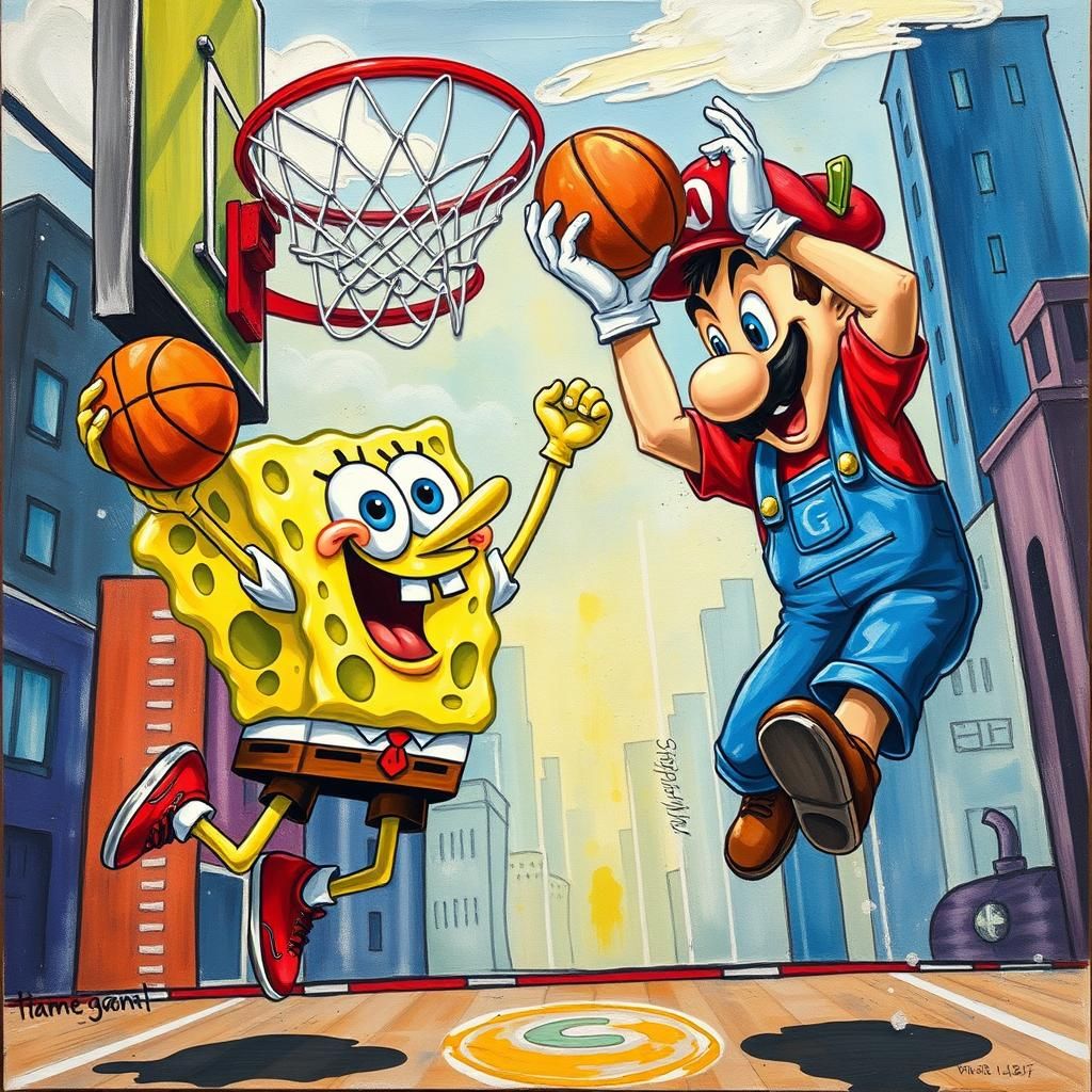 SpongeBob vs. Mario: Pop Art Slam Dunk Showdown