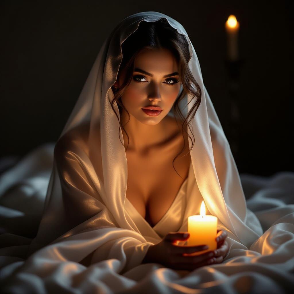 Mysterious Woman in Silk: Sensual Photography