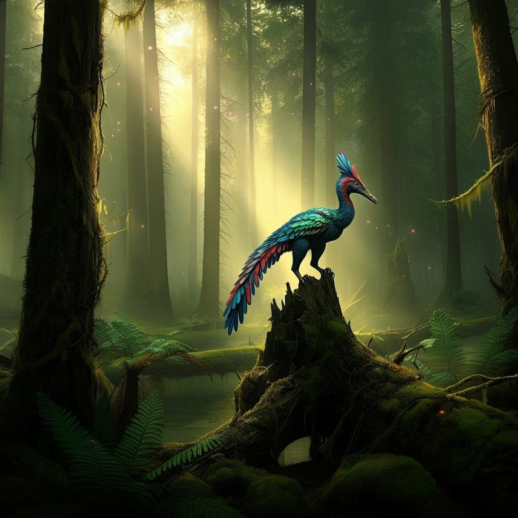 Fantastical Dinosaurs Bask in Forest Sunbeams
