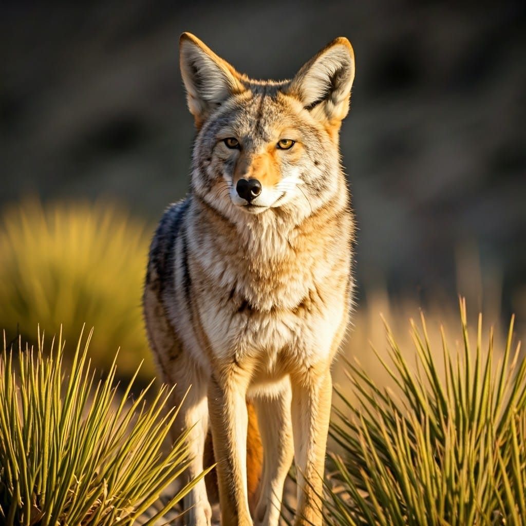 Wild Desert Coyote in Realistic Wildlife Style