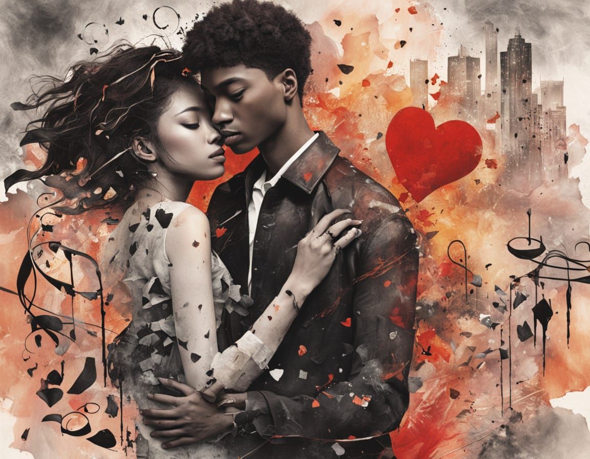 Surreal Double Exposure of Young Love and Heartbreak