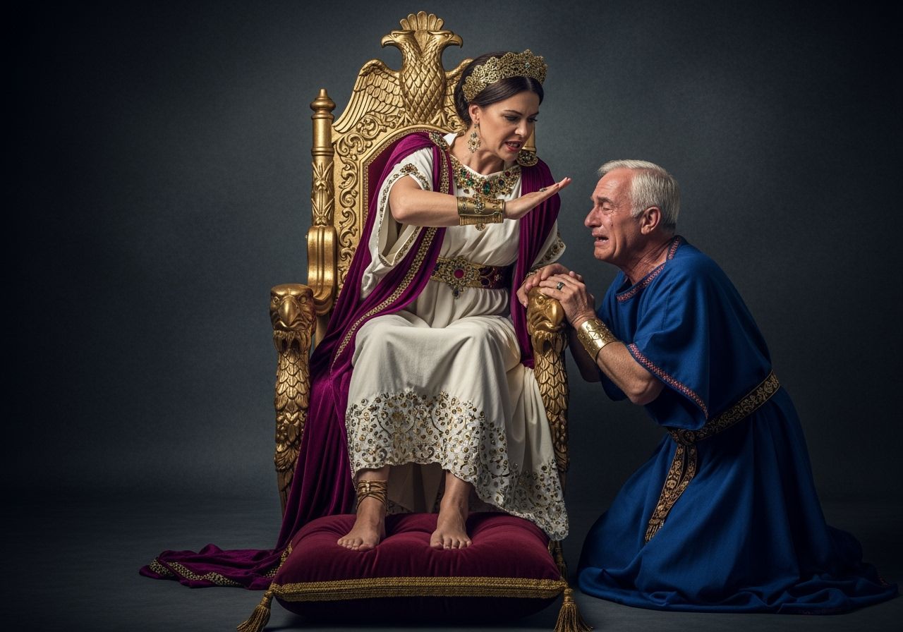 Fierce Roman Empress Slapping Senator: Dramatic Portrait