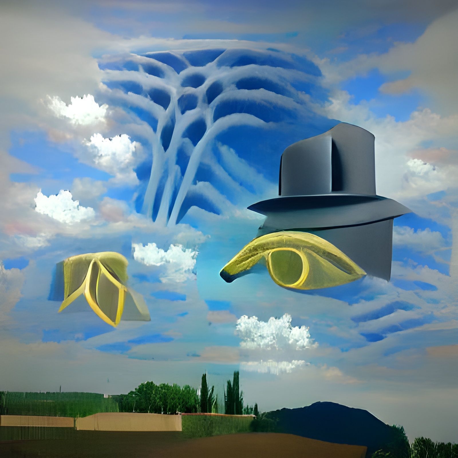 Arcturian Alien in Surreal Magritte Style