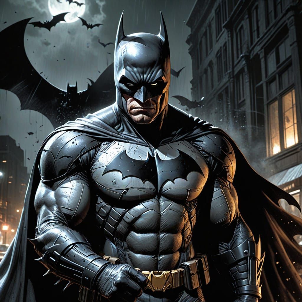 Gotham City Nighttime in Comic Book Style