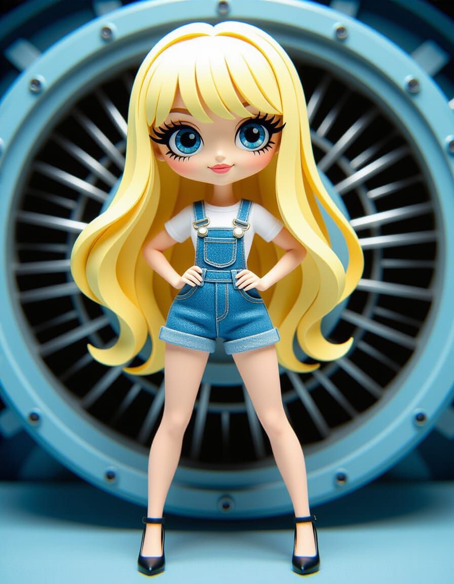 Quilling Papercraft Chibi Girl in Spaceship Engine