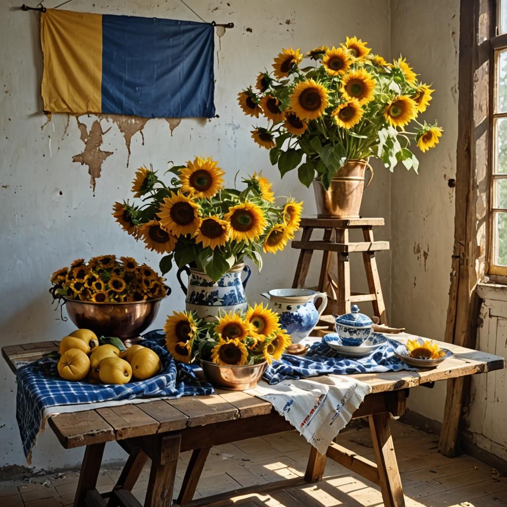 Sunflowers and Cherries: Hyperreal Still Life Painting