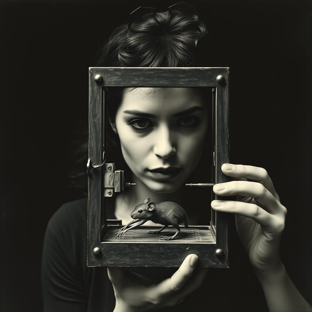 Woman with Abstract Mousetrap, Surreal Photography