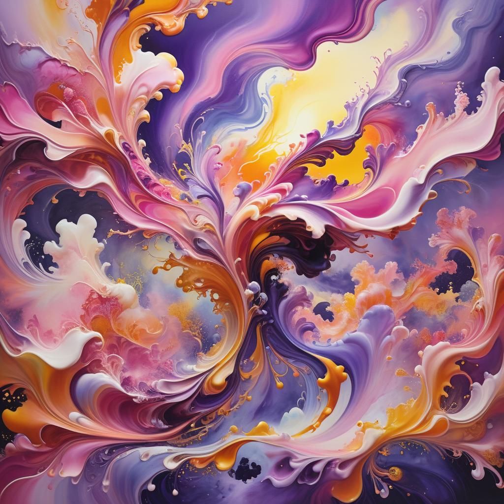 Ethereal Landscape with Swirling Wax Colors