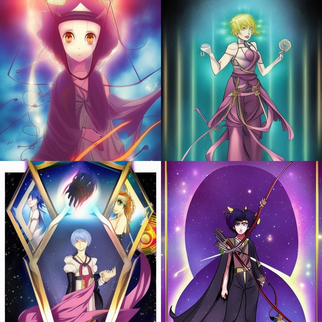 Sci-Fi Magician Tarot Card in Anime Style