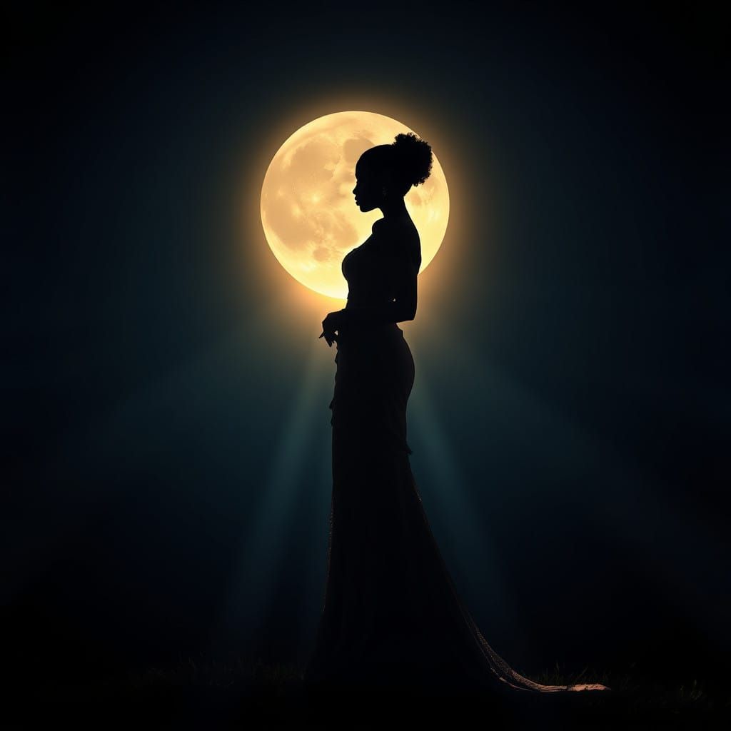 Ethereal Goddess Under Full Moon