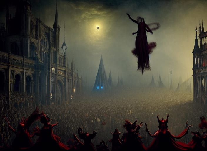 Gothic Circus Parade in Holographic Astral Style