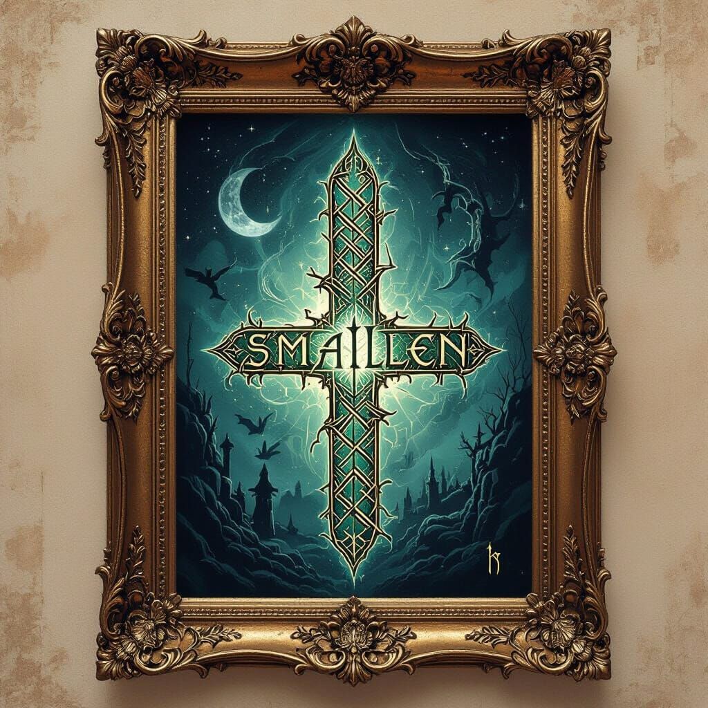 Mystical Bind Rune with Hidden Runes in Ornate Frame