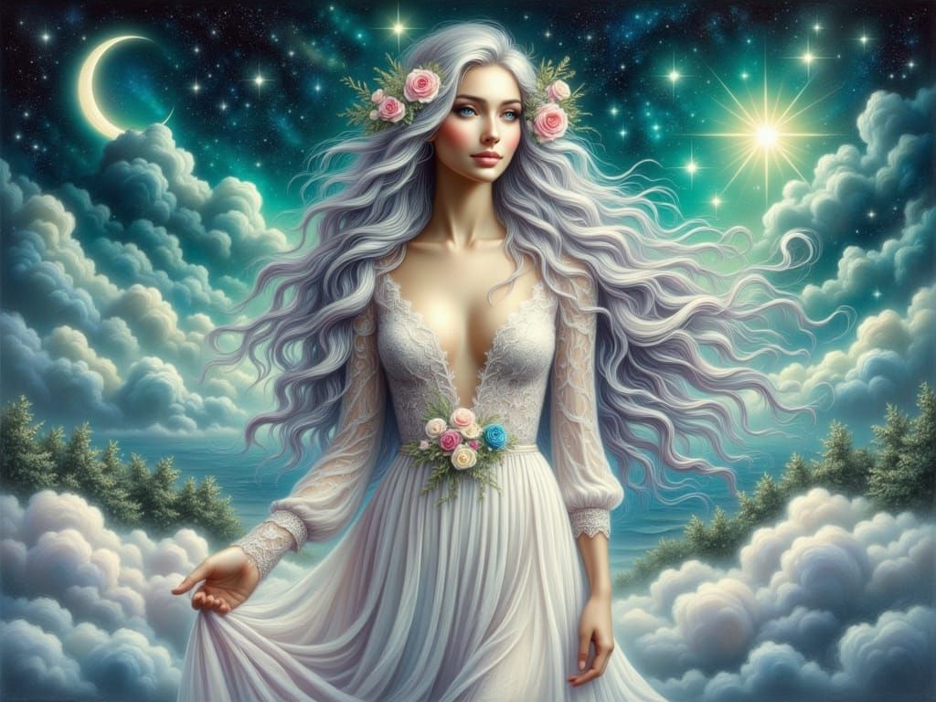 Benevolent Queen of Sweetness and Love in Ethereal Oil Paint...