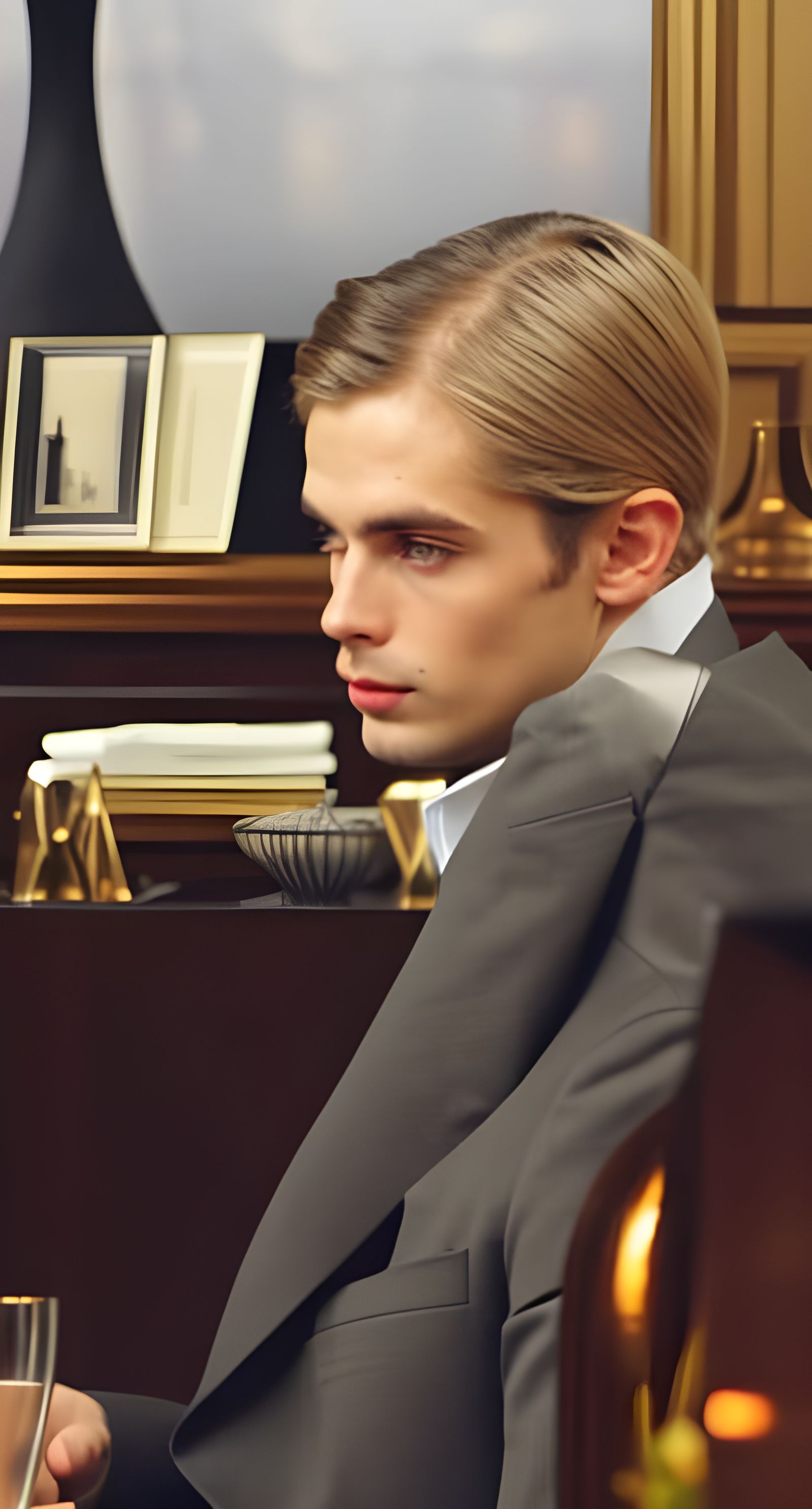 Beautiful Man Enjoying Tea: Photorealistic Portrait