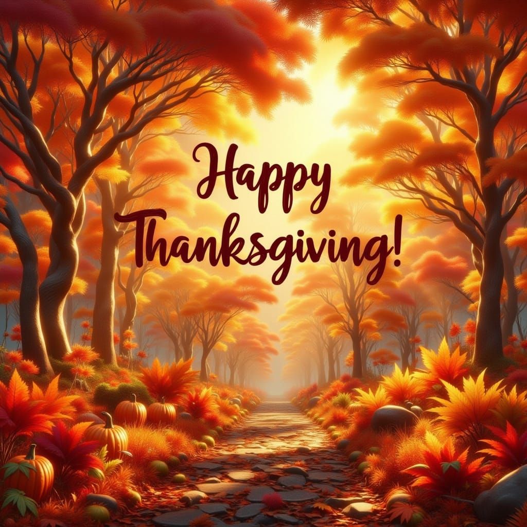 Happy Thanksgiving Autumn Scene