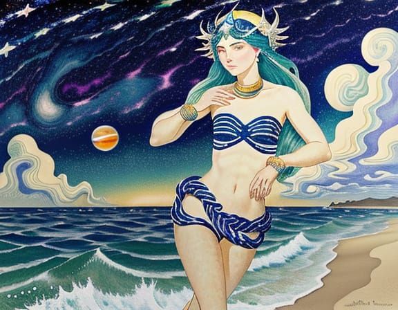 Surreal Siren Shapeshifter in a Starry Sky