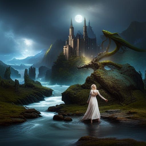 Girl with Magical Creature: Fantasy Concept Art