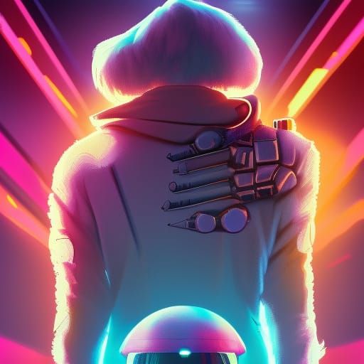 Cyberpunk Ball Monster Grumbledop in Neon