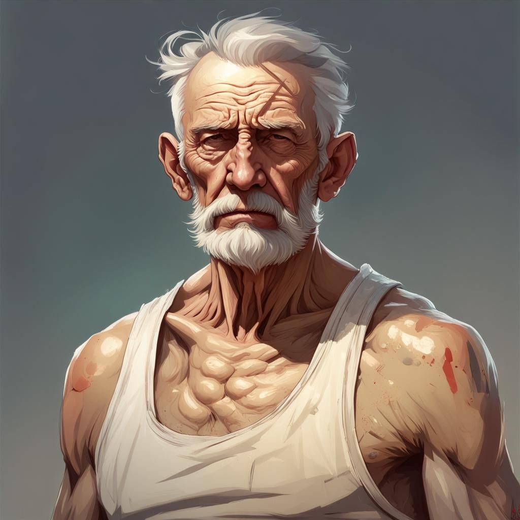Elderly Marine Portrait in Hyperdetailed Style