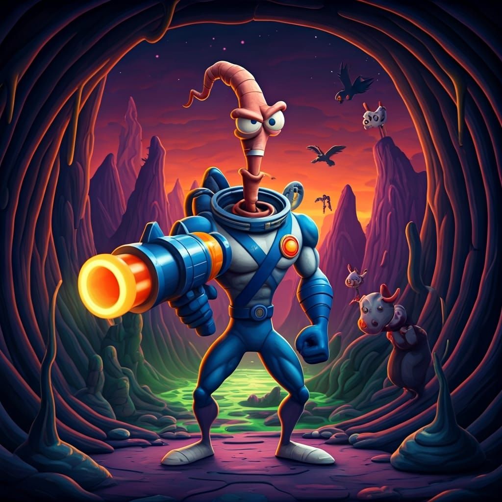 Earthworm Jim in Claymation Style
