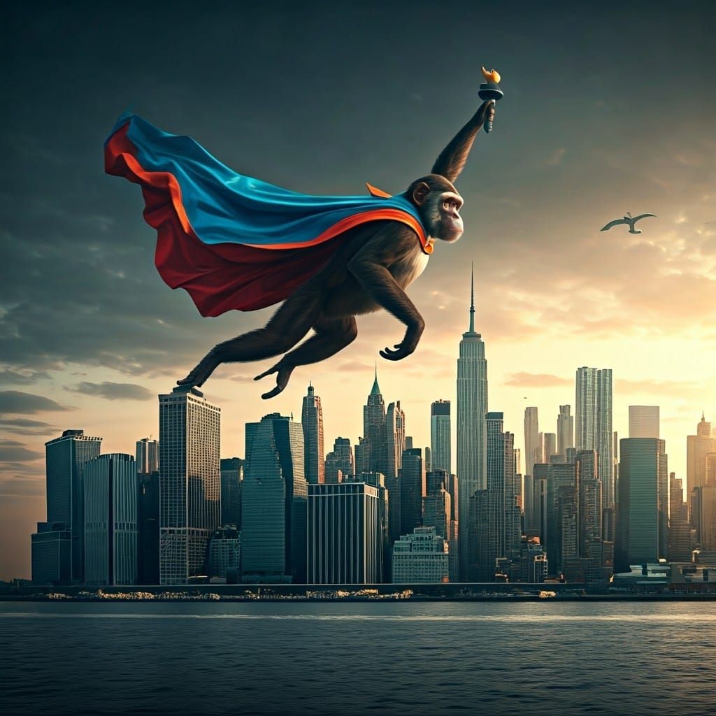 Majestic Monkey Soars Above New York City