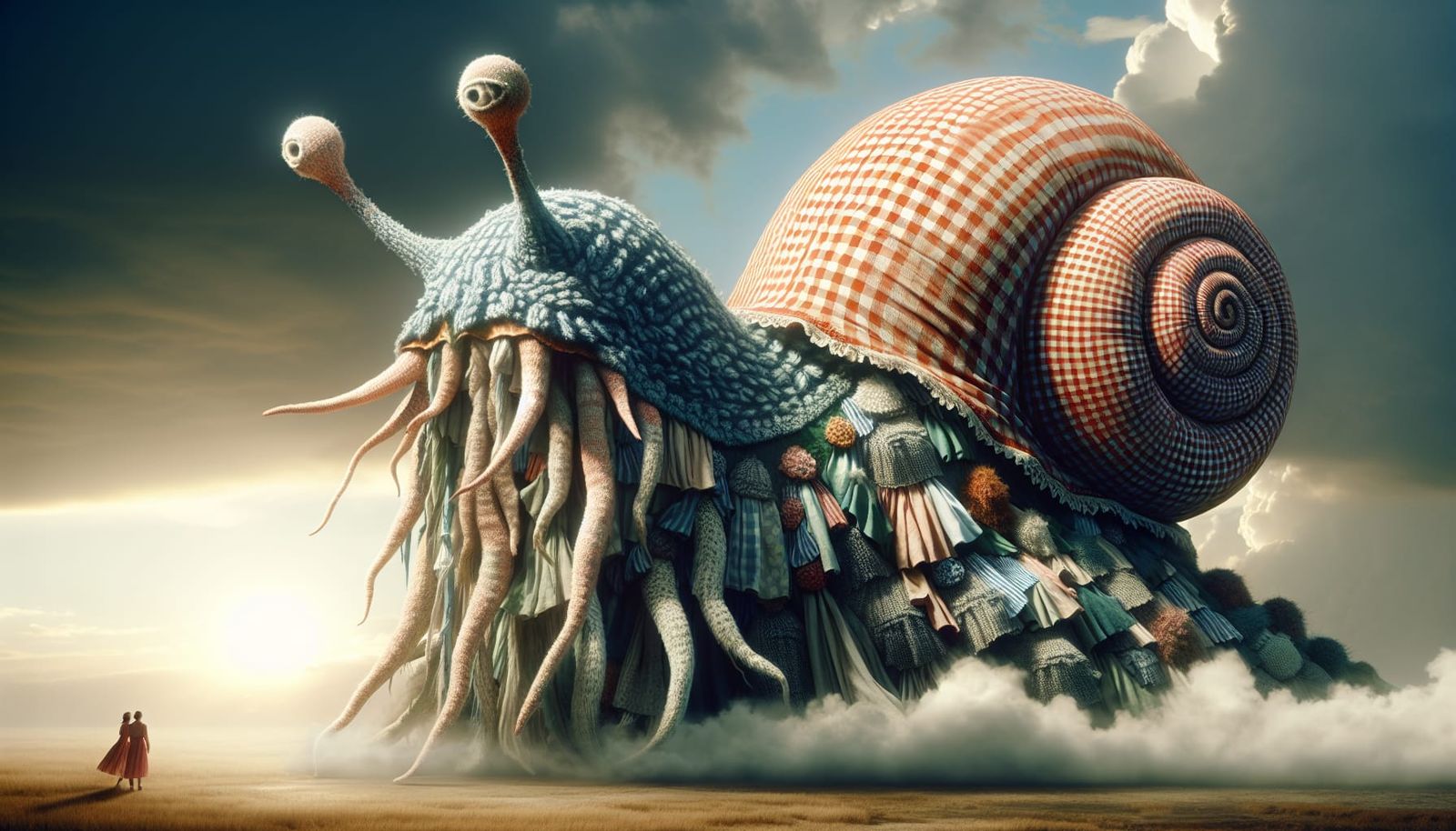 Giant Misunderstood Snail with Gingham Fur and Embroidered T...