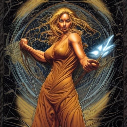 Golden Oak Apparition in Comic Book Art Style