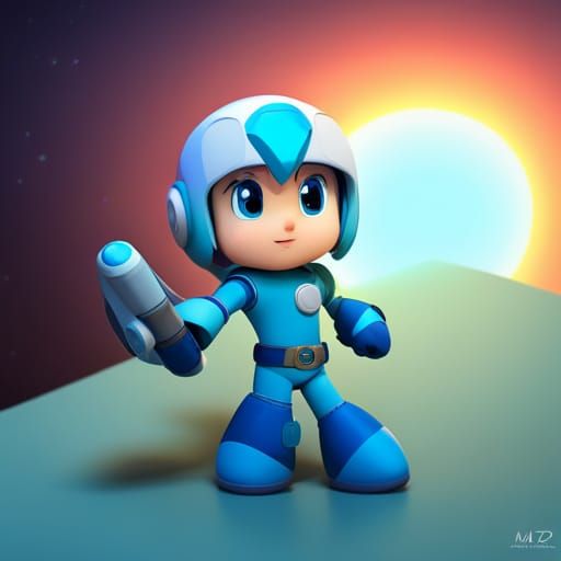 Megaman as Toddler: Pixar-Style 3D Digital Art