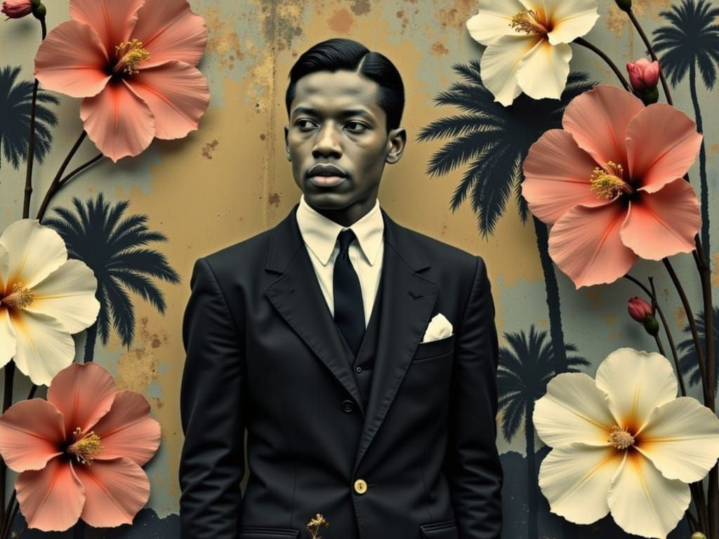 Art Deco Impasto of African American Man in Suit