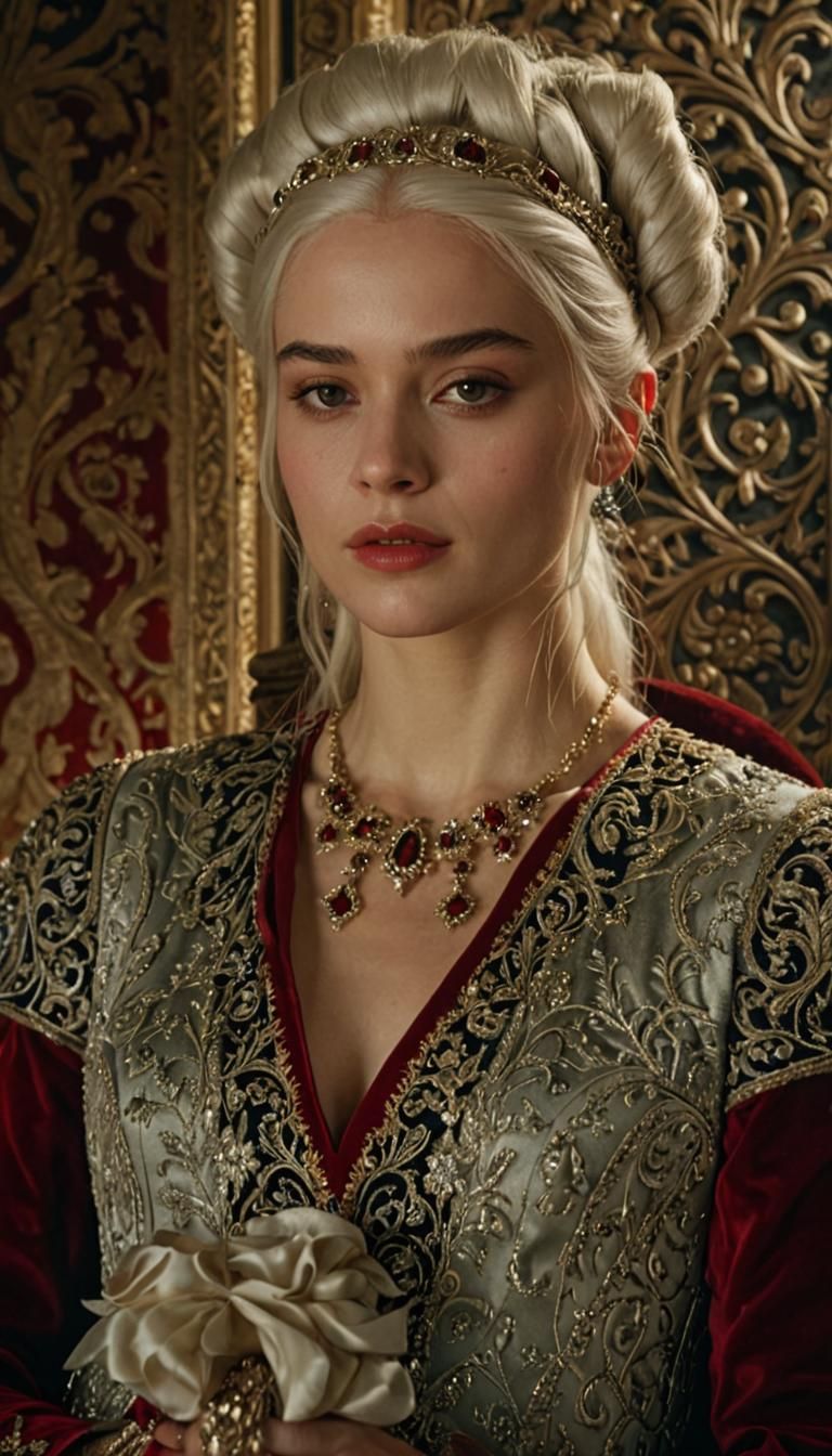 Princess in Medieval Throne Room, Cinematic Portrait