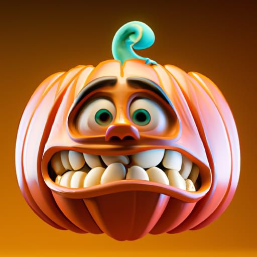 Pumpkin Head Character in Pixar Style