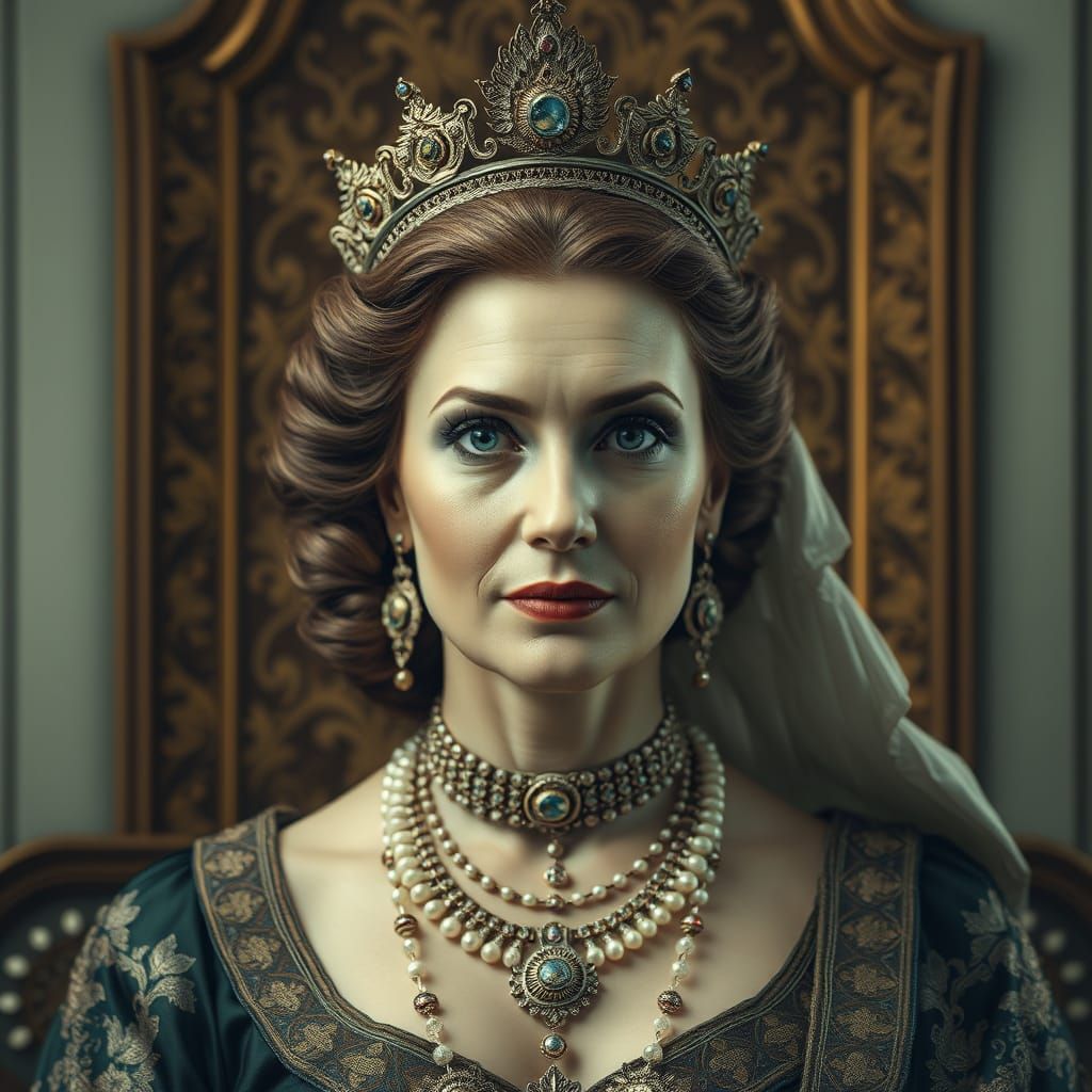 Majestic Regal Woman Portrait in Baroque Style