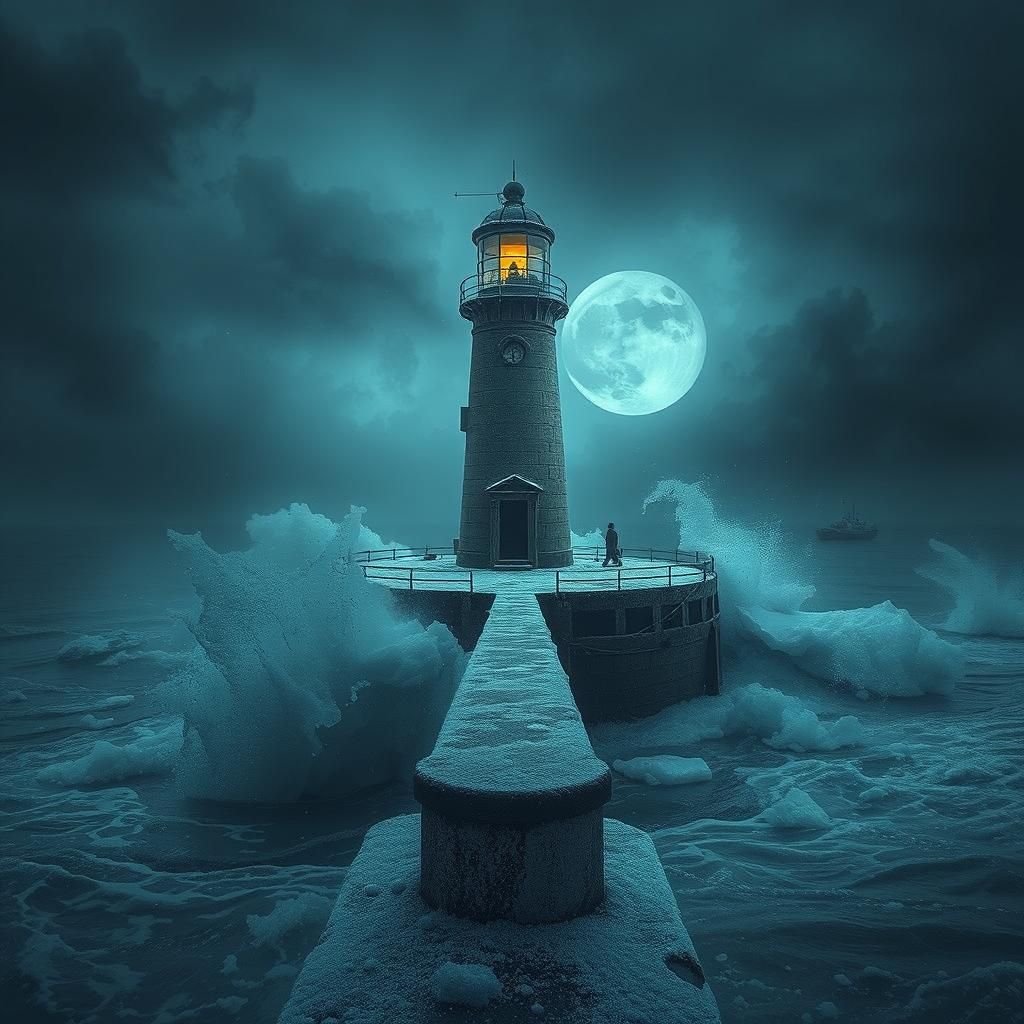 Weathered Lighthouse Stands Tall on Rocky Coast