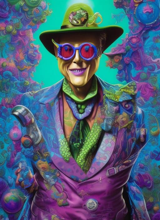 Psychedelic Riddler Portrait Inspired by Lisa Frank