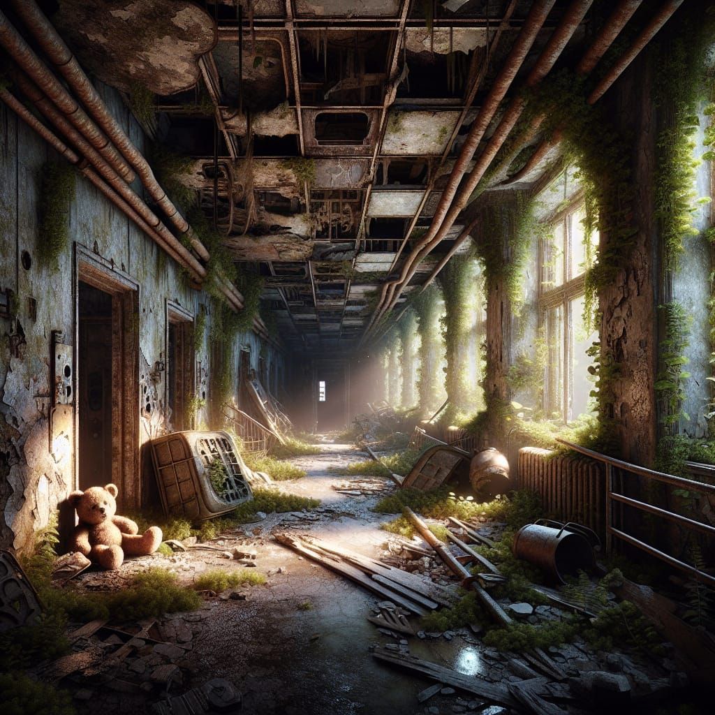 Chernobyl Exclusion Zone: Nature Reclaims Abandoned Hallway