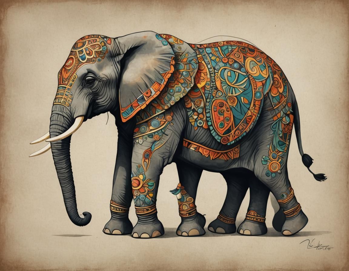 Elephant Sculpture in Mid-Century Modern Style