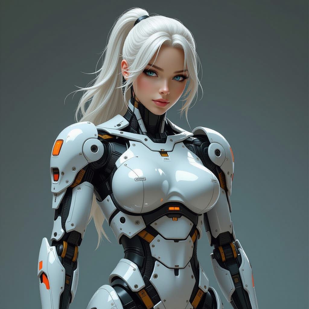 European Cyborg Bodybuilder in Dark Futuristic Style