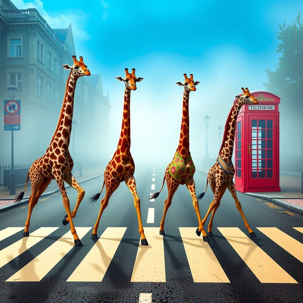 Whimsical Giraffes Recreate Abbey Road in Style
