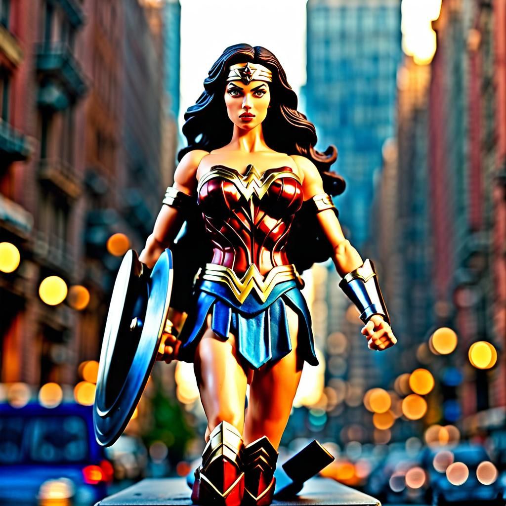 Wonder Woman Claymation Action Figure in City