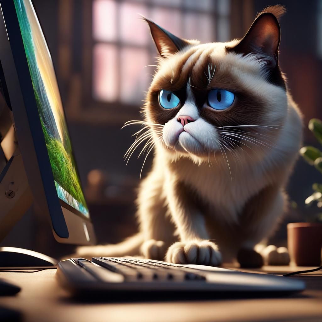 Grumpy Cat Emerges: Detailed Matte Painting