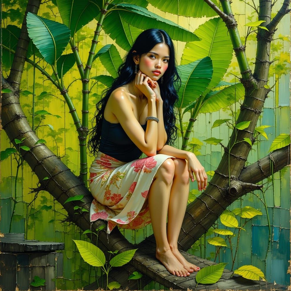 <lora:Akimora:1.0> oil impasto-style painting of a stunningl...