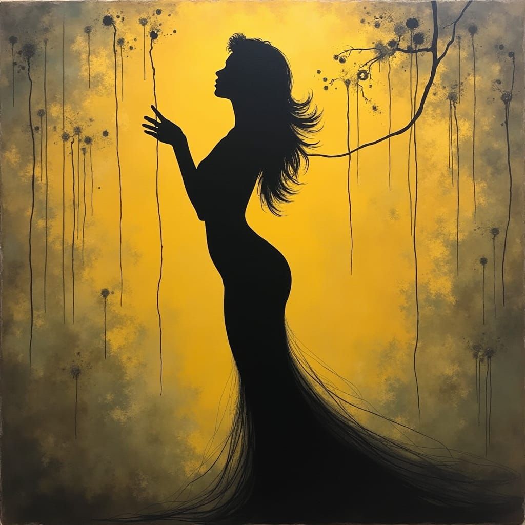 Pin-Up Silhouette in Surreal Dreamscape
