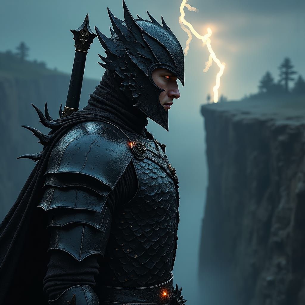 Dragon Scale Swordsman in Dark Fantasy Art