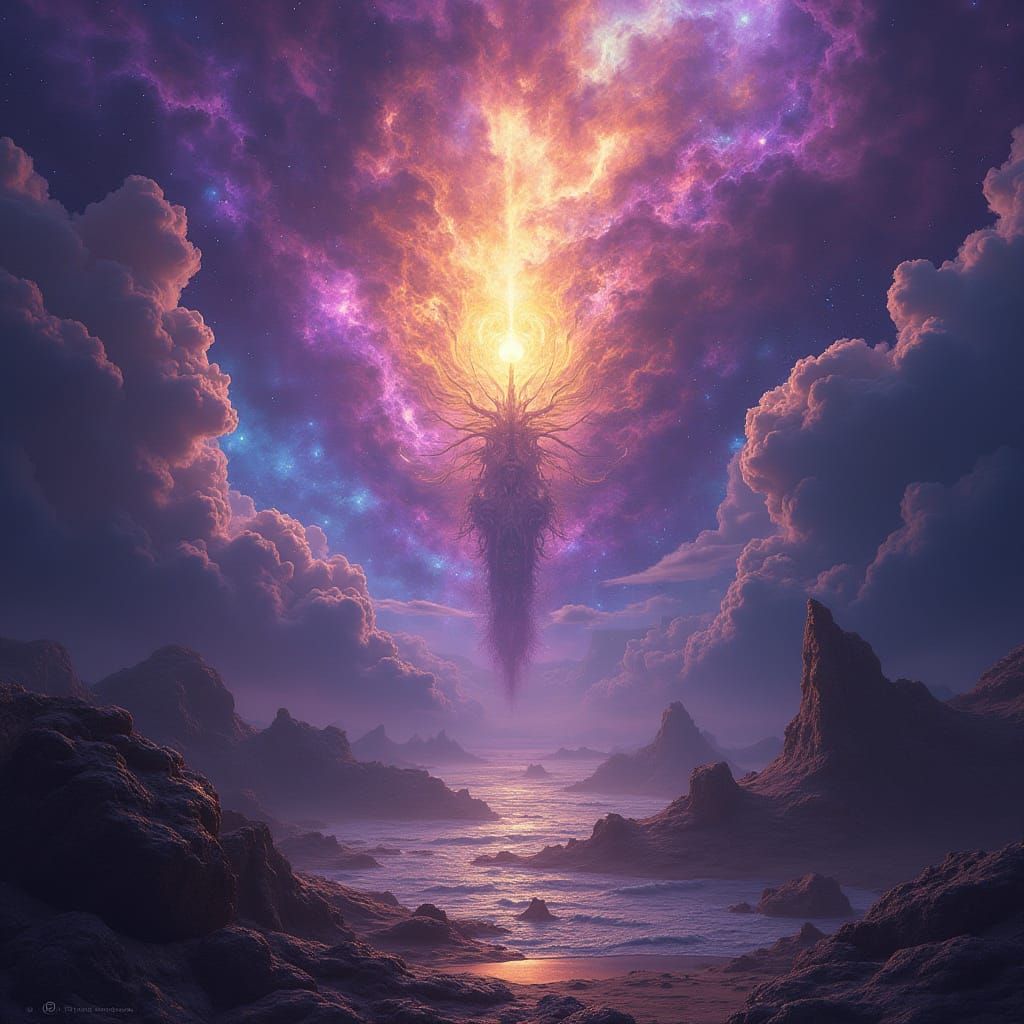 Cosmic Gods in Psychedelic Nebulae, Fractal Beings of Light