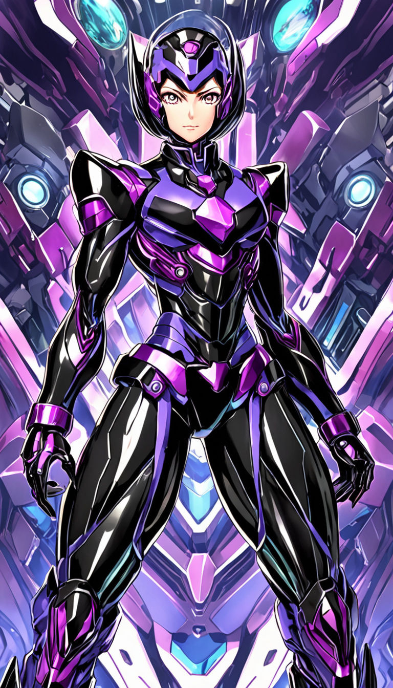 Cyberpunk Cosmic Warrior Goddess in Metallic Armor