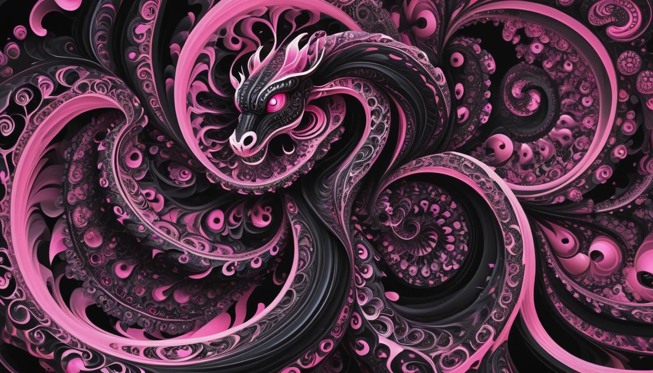 Surreal Fractal Cobra Head in Pink and Black