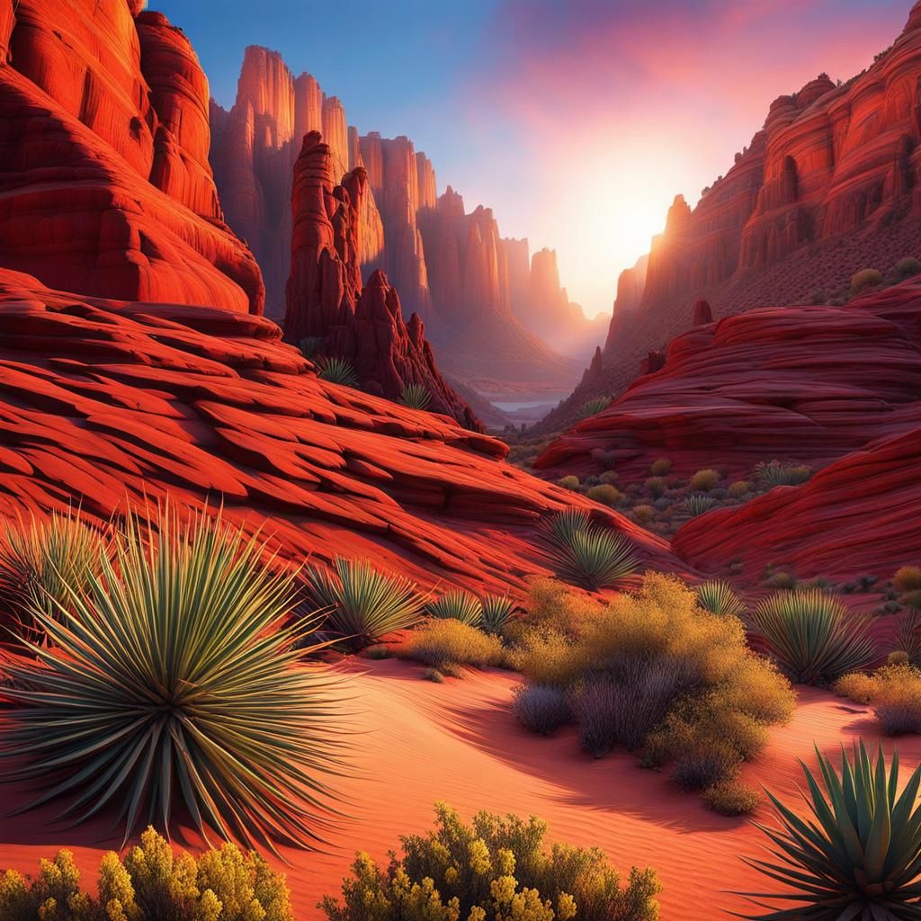 Desert Canyon at Sunrise: Matte Painting