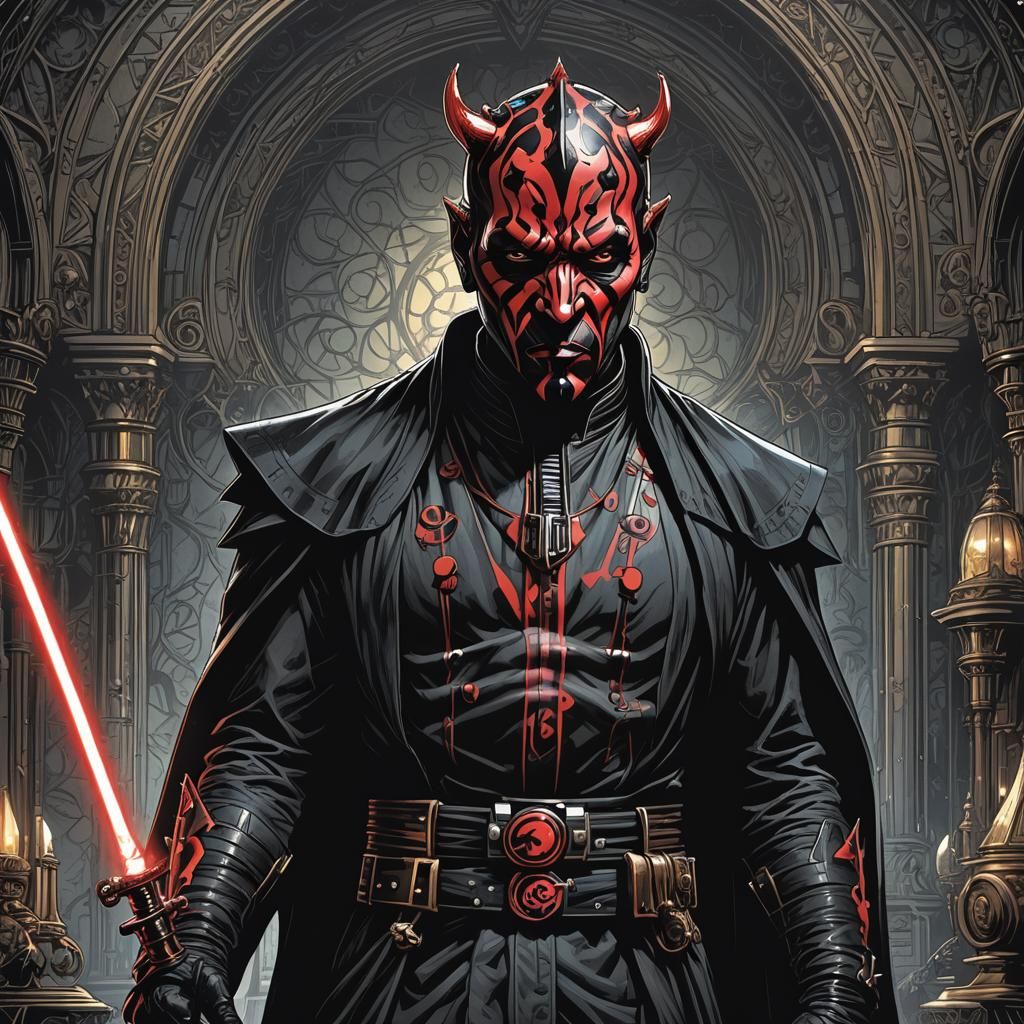 Darth Maul in Victorian Gothic Comic Art