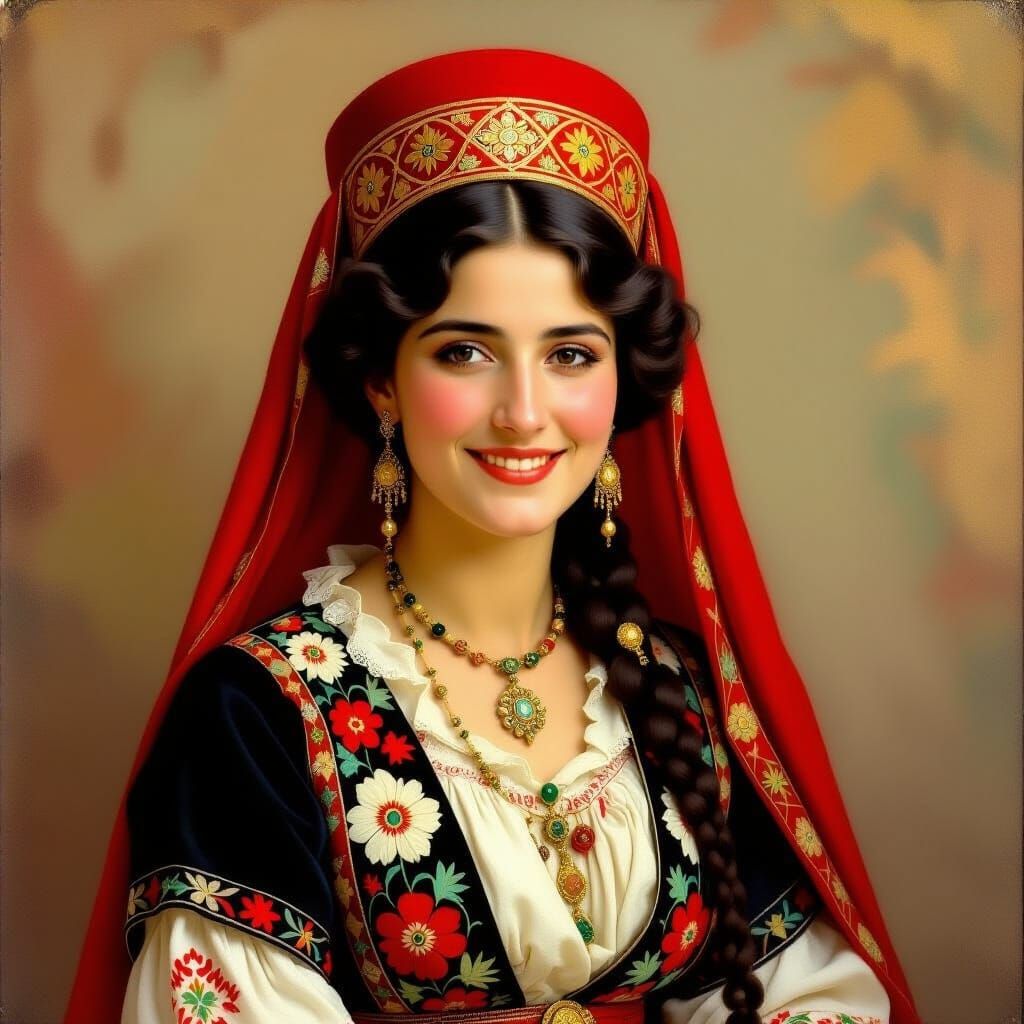 Armenian Woman in Traditional 19th Century Costume